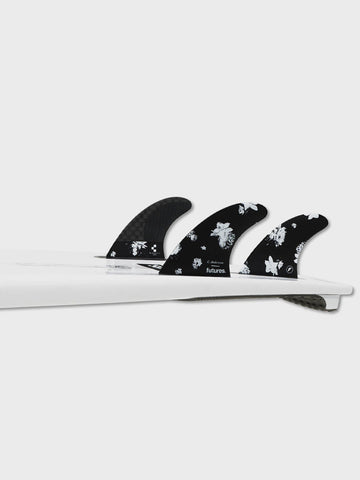 Ando Blackstix 4.0 Futures Black Fins On Surfboard Front And Back View 